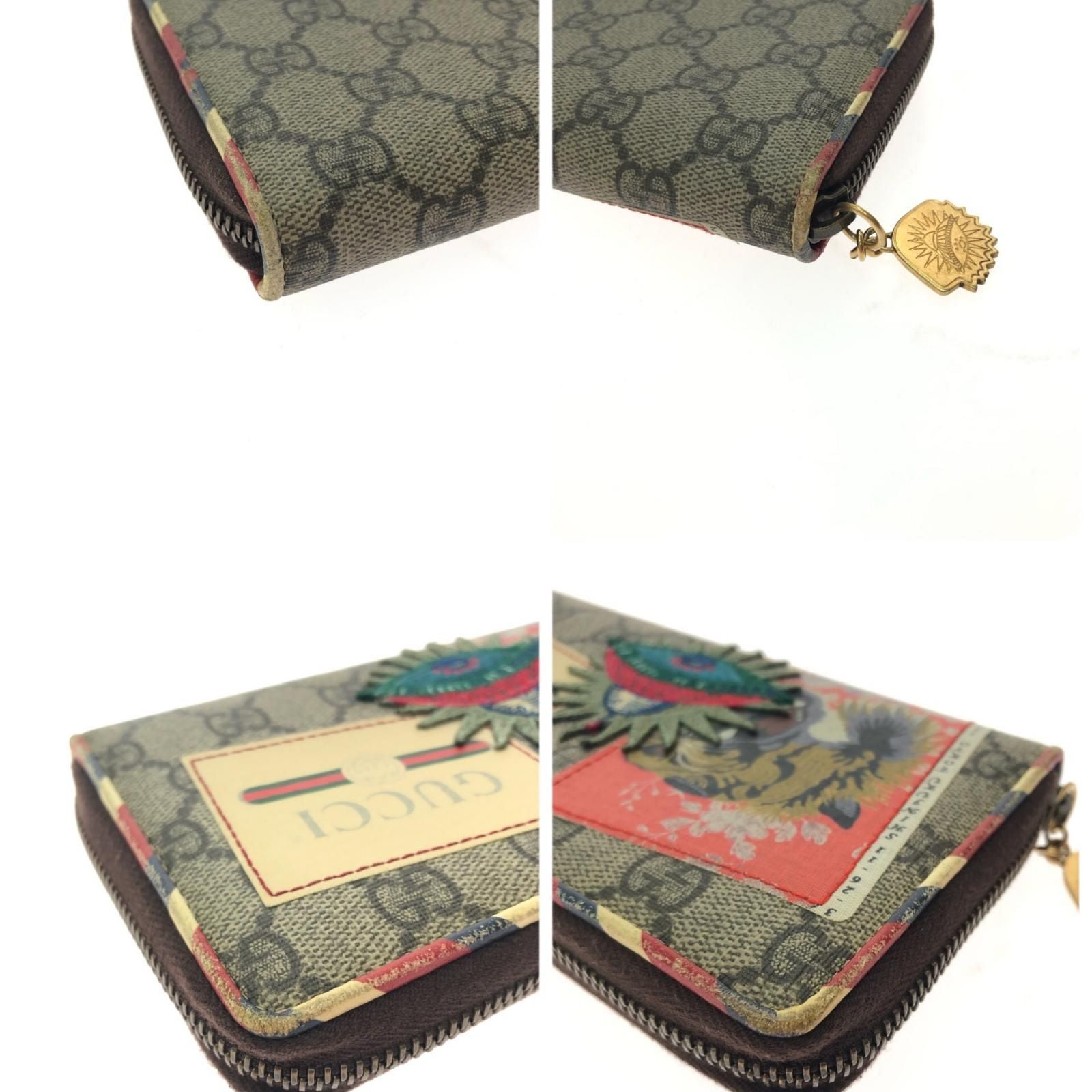 Gucci Women's Long Wallet Round Zipper GG Supreme Courier Round Zippy Taiga