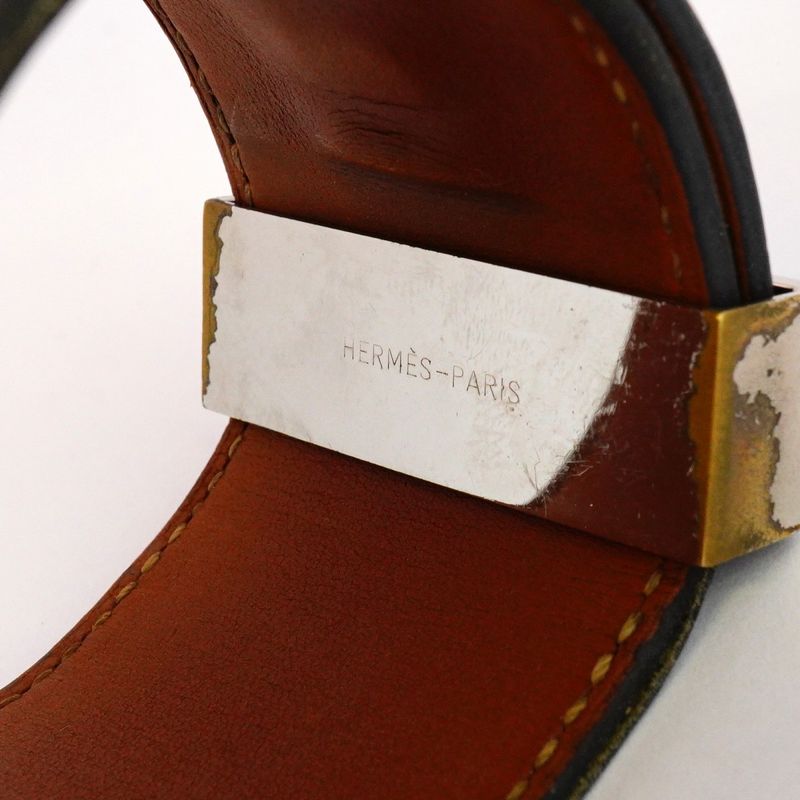 Hermes Bangle Collierd Chien Metal Leather Silver Blac Cles Deuce