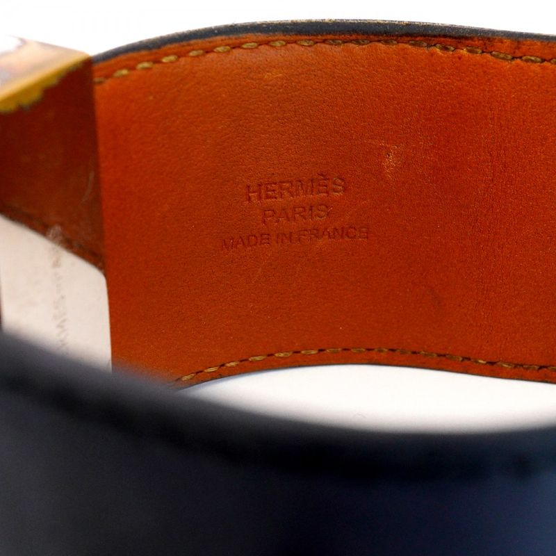 Hermes Bangle Collierd Chien Metal Leather Silver Blac Cles Deuce