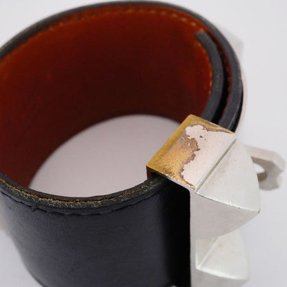 Hermes Bangle Collierd Chien Metal Leather Silver Blac Cles Deuce