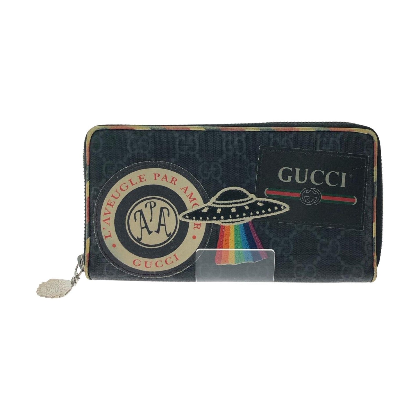 Gucci Women's Long Wallet GG Supreme Night Courier Round Zipper Zip Around