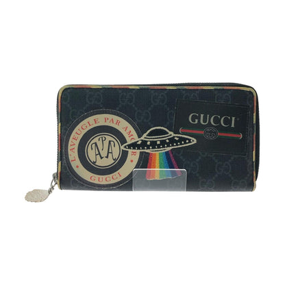 Gucci Women's Long Wallet GG Supreme Night Courier Round Zipper Zip Around