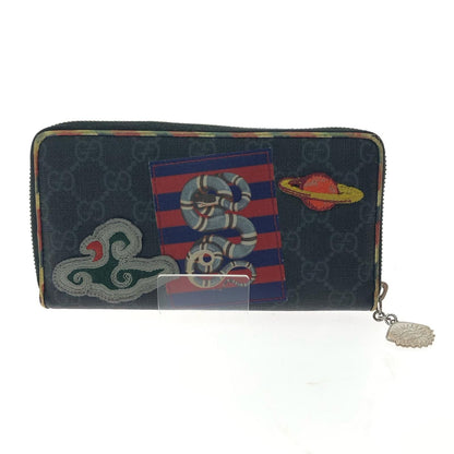 Gucci Women's Long Wallet GG Supreme Night Courier Round Zipper Zip Around