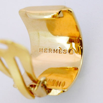 Hermes Earring Emile GP Plated Cloisonne Gold Green Multicolor Ladies