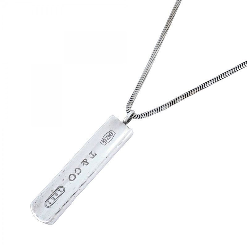 Tiffany & Co Necklace Narrow Bar 925 Silver Ladies