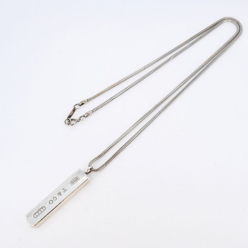 Tiffany & Co Necklace Narrow Bar 925 Silver Ladies