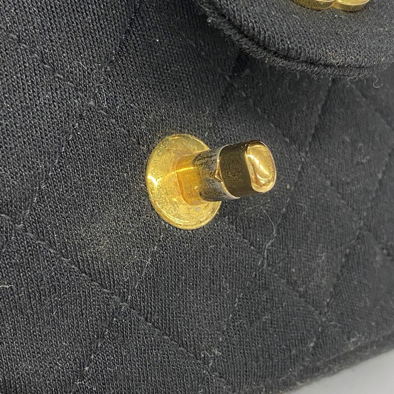 Chanel Shoulder Bag Matelasse Cotton Black Gold Hardware Women