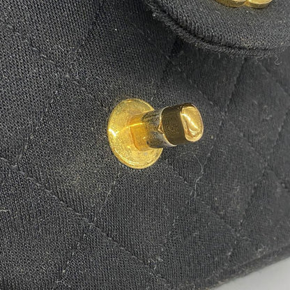 Chanel Shoulder Bag Matelasse Cotton Black Gold Hardware Women