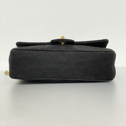 Chanel Shoulder Bag Matelasse Cotton Black Gold Hardware Women