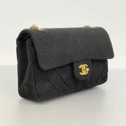 Chanel Shoulder Bag Matelasse Cotton Black Gold Hardware Women