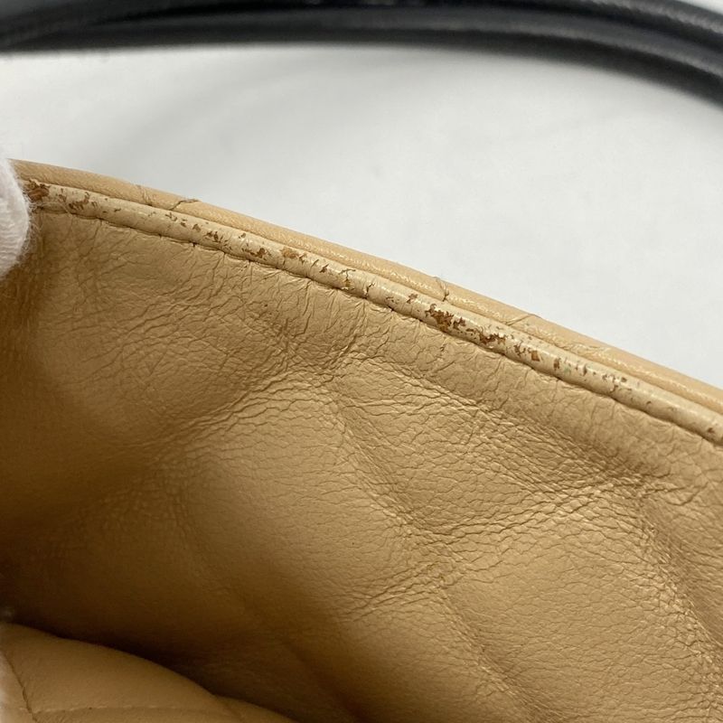 Chanel Shoulder Bag Cambon Lambskin Beige Black Silver Hardware Women