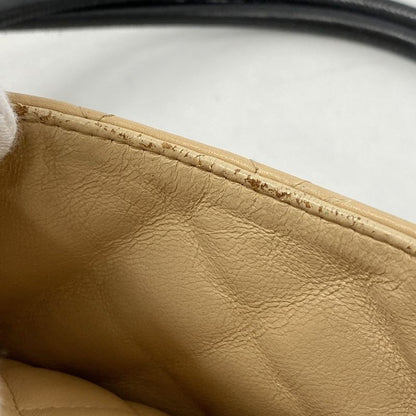 Chanel Shoulder Bag Cambon Lambskin Beige Black Silver Hardware Women