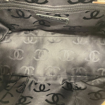 Chanel Shoulder Bag Cambon Lambskin Beige Black Silver Hardware Women