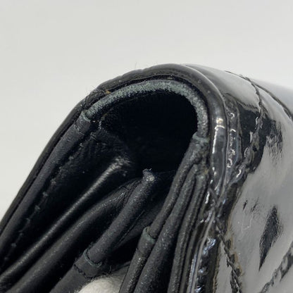 Chanel Long Wallet Matelasse Patent Leather Black Silver Hardware Women