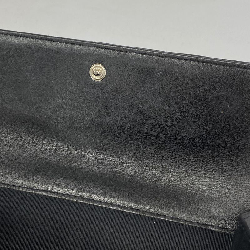 Chanel Long Wallet Matelasse Patent Leather Black Silver Hardware Women