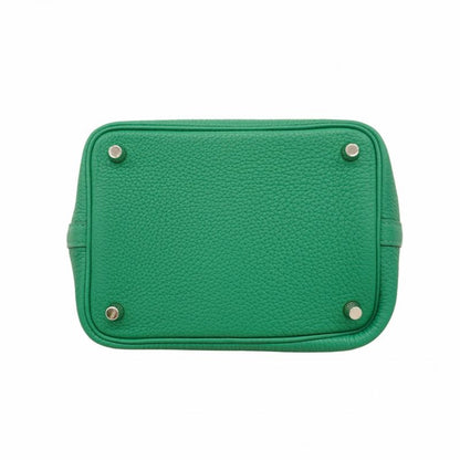 Hermes Handbag Picotin Lock PM Taurillon Cles Mans Vert Jade Silver Hardware Z