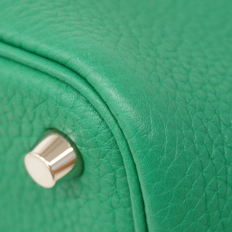 Hermes Handbag Picotin Lock PM Taurillon Cles Mans Vert Jade Silver Hardware Z
