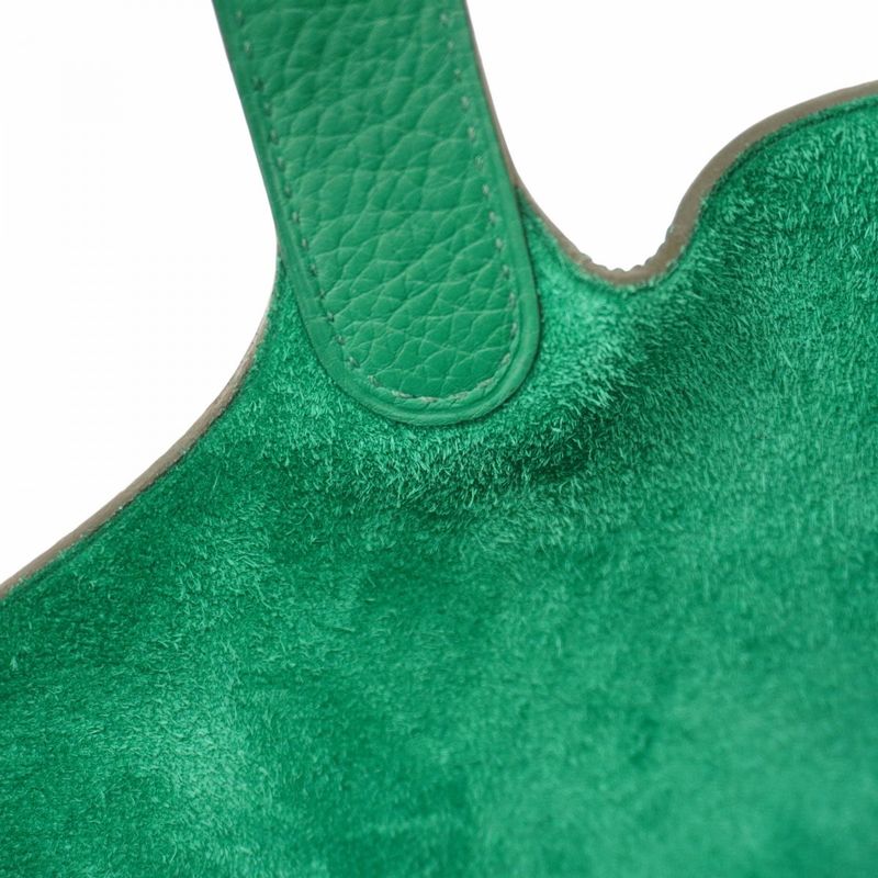 Hermes Handbag Picotin Lock PM Taurillon Cles Mans Vert Jade Silver Hardware Z
