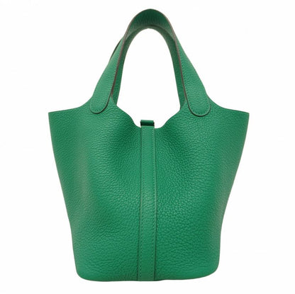 Hermes Handbag Picotin Lock PM Taurillon Cles Mans Vert Jade Silver Hardware Z