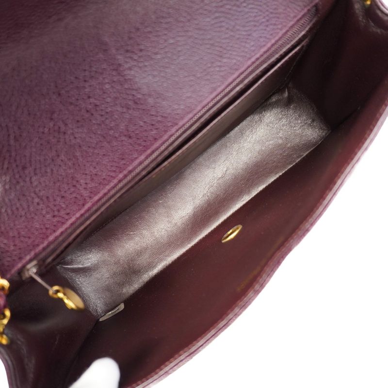 Chanel Shoulder Bag Diana Caviar Skin Bordeaux Gold Hardware Women