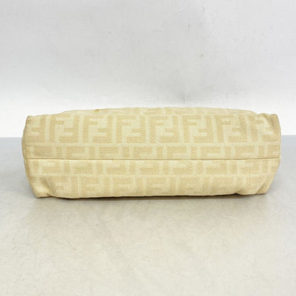 Fendi Shoulder Bag Zucca Canvas Beige Brown Silver Hardware Women