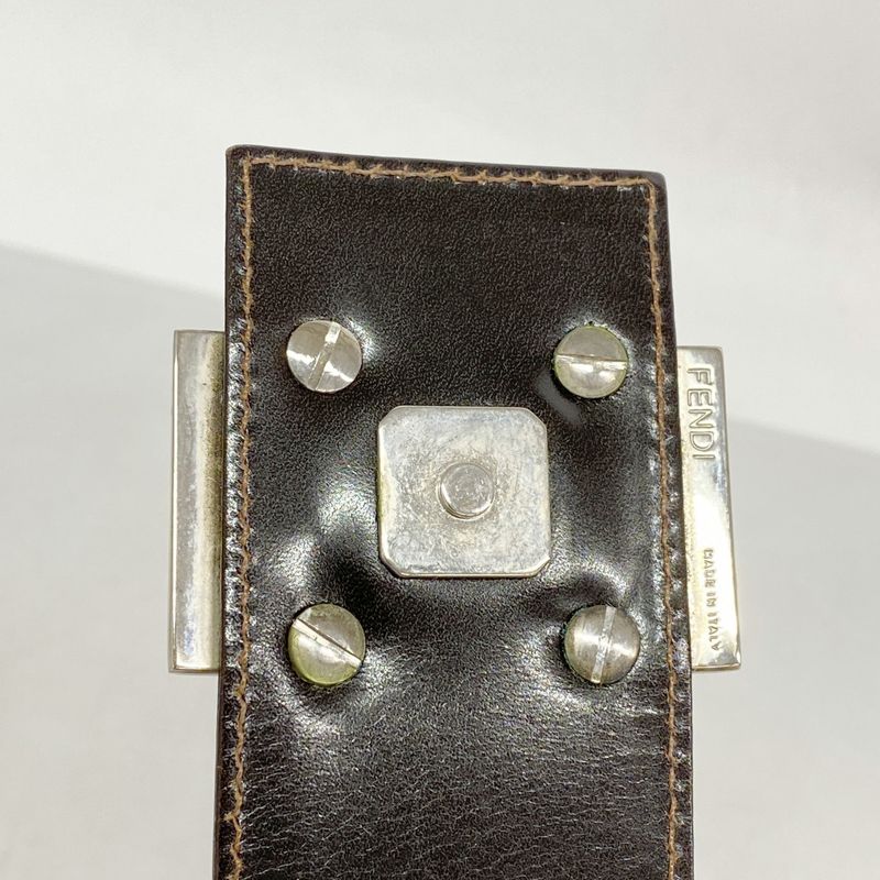 Fendi Shoulder Bag Zucca Canvas Beige Brown Silver Hardware Women