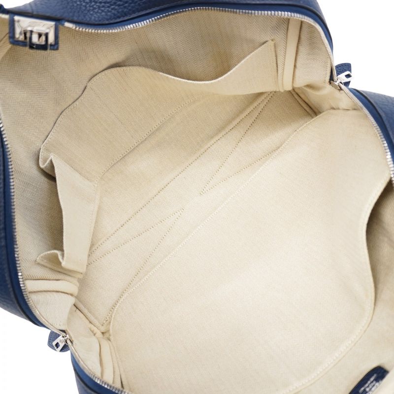 Hermes Tote Bag Victoria 40 Taurillon Cles Mance Blue Navy Silver Hardware □R