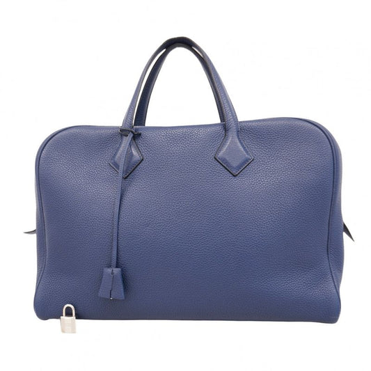 Hermes Tote Bag Victoria 40 Taurillon Cles Mance Blue Navy Silver Hardware □R
