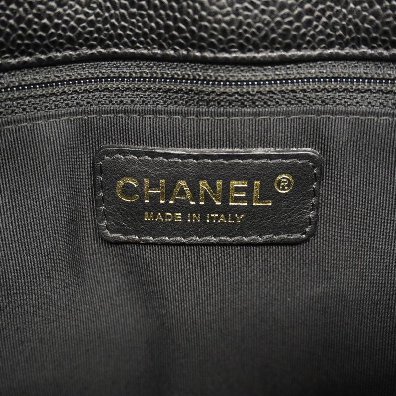Chanel Tote Bag Matelasse Chain Caviar Skin Black Gold Hardware Women
