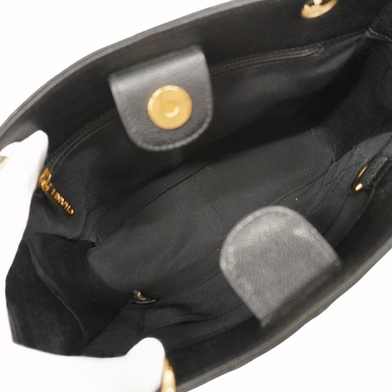 Chanel Tote Bag Matelasse Chain Caviar Skin Black Gold Hardware Women