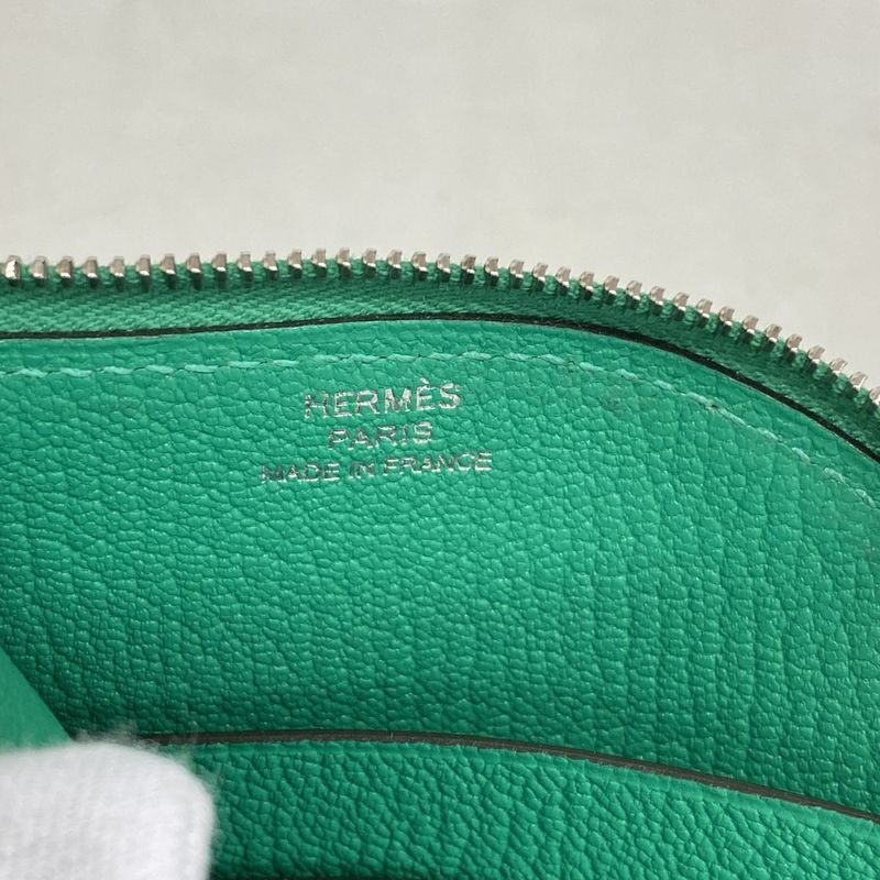 Hermes Coin Case Paddock Chevre Misol Mint/blue Plume Silver Hardware Stamped Z