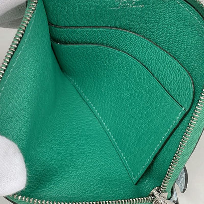 Hermes Coin Case Paddock Chevre Misol Mint/blue Plume Silver Hardware Stamped Z