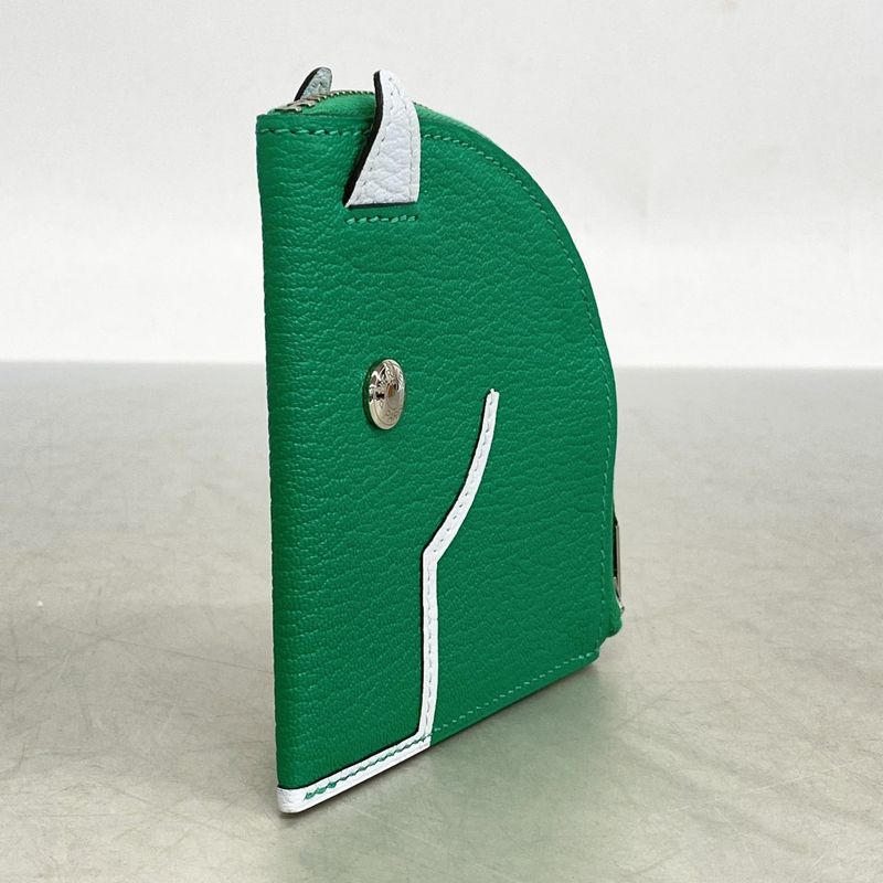 Hermes Coin Case Paddock Chevre Misol Mint/blue Plume Silver Hardware Stamped Z