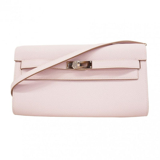 Hermes Shoulder Wallet Kelly Wallet Togo Vaux Epson Mauve Pale Silver Hardware