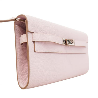 Hermes Shoulder Wallet Kelly Wallet Togo Vaux Epson Mauve Pale Silver Hardware