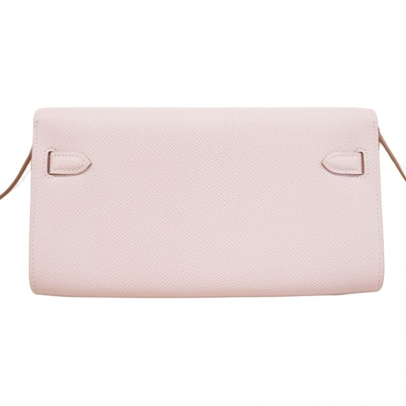 Hermes Shoulder Wallet Kelly Wallet Togo Vaux Epson Mauve Pale Silver Hardware