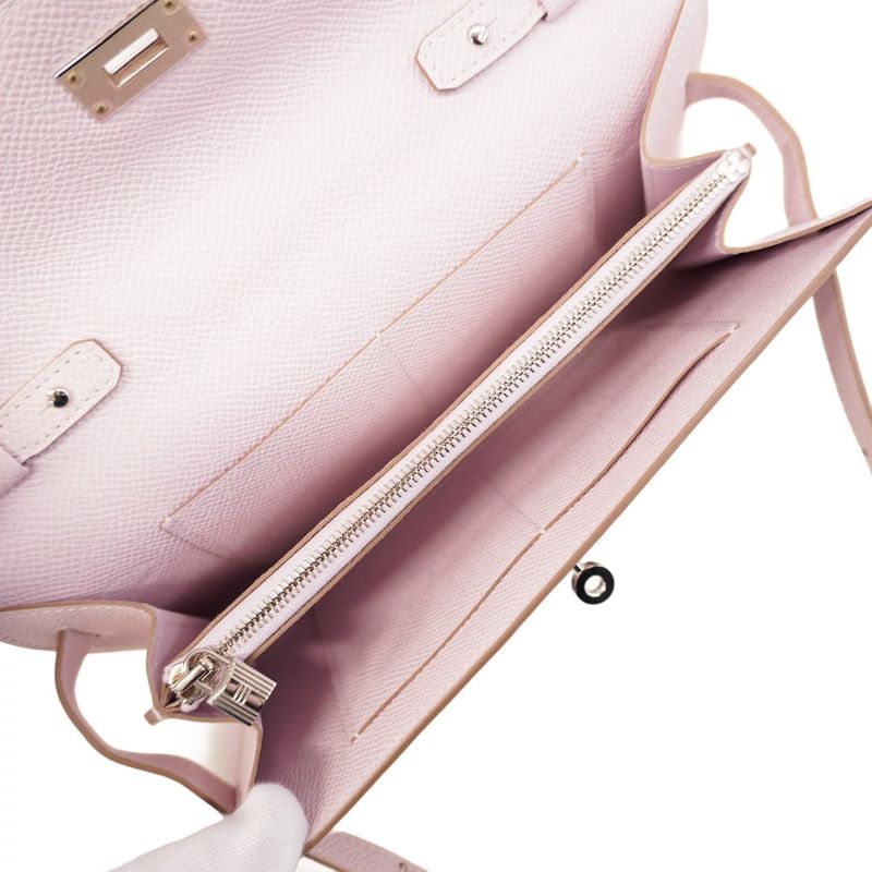 Hermes Shoulder Wallet Kelly Wallet Togo Vaux Epson Mauve Pale Silver Hardware