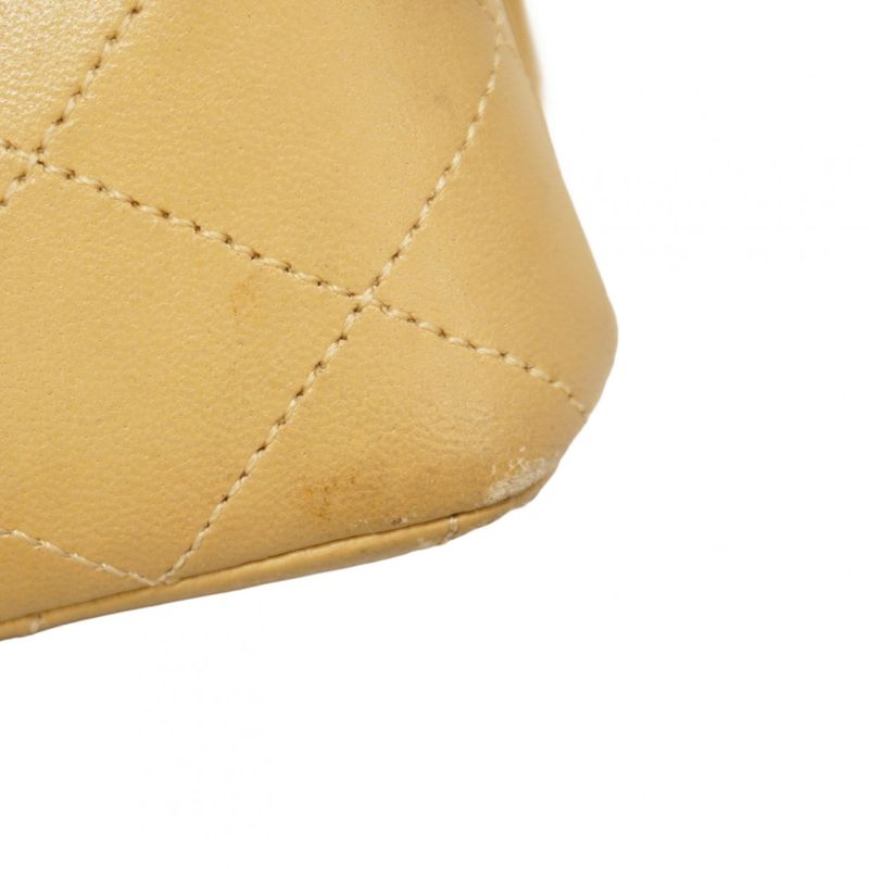 Chanel Shoulder Bag Matelasse Lambskin Beige Gold Hardware Women