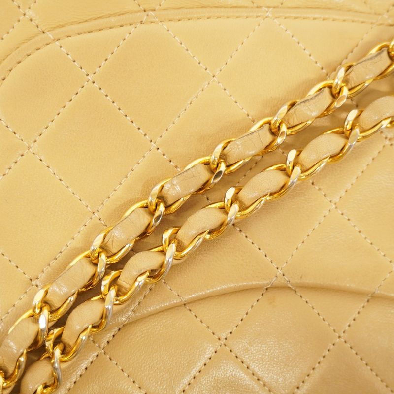 Chanel Shoulder Bag Matelasse Lambskin Beige Gold Hardware Women