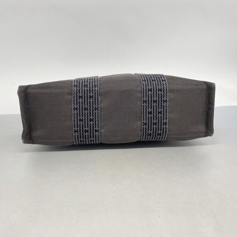 Hermes Handbag Her Line PM Canvas Gray Silver Hardware Women