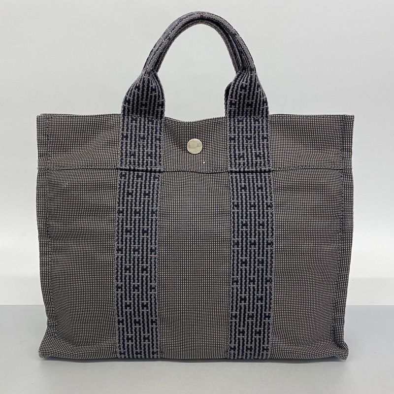 Hermes Handbag Her Line PM Canvas Gray Silver Hardware Women