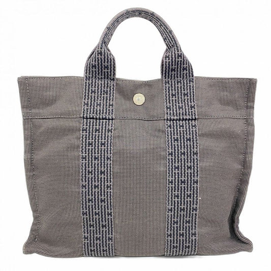 Hermes Handbag Her Line PM Canvas Gray Silver Hardware Women