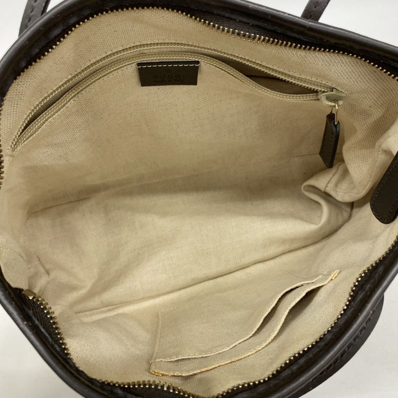 Gucci Tote Bag GG Supreme 353440 PVC Brown Chien Pan Gold Hardware Women's