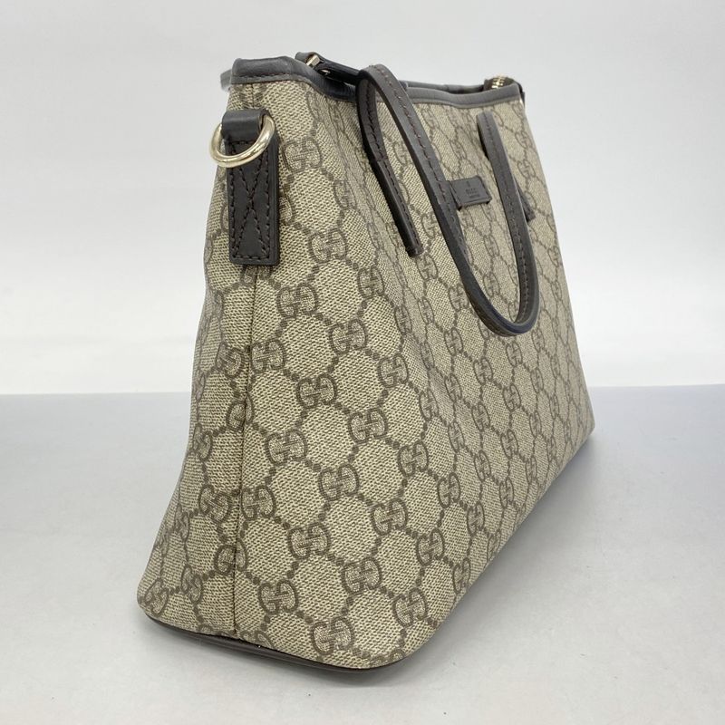 Gucci Tote Bag GG Supreme 353440 PVC Brown Chien Pan Gold Hardware Women's