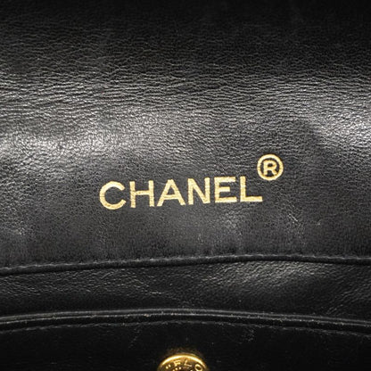 Chanel Shoulder Bag Matelasse Lambskin Black Gold Hardware Women