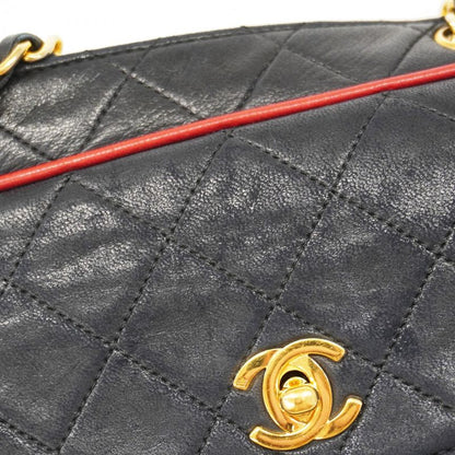 Chanel Shoulder Bag Matelasse Lambskin Black Gold Hardware Women