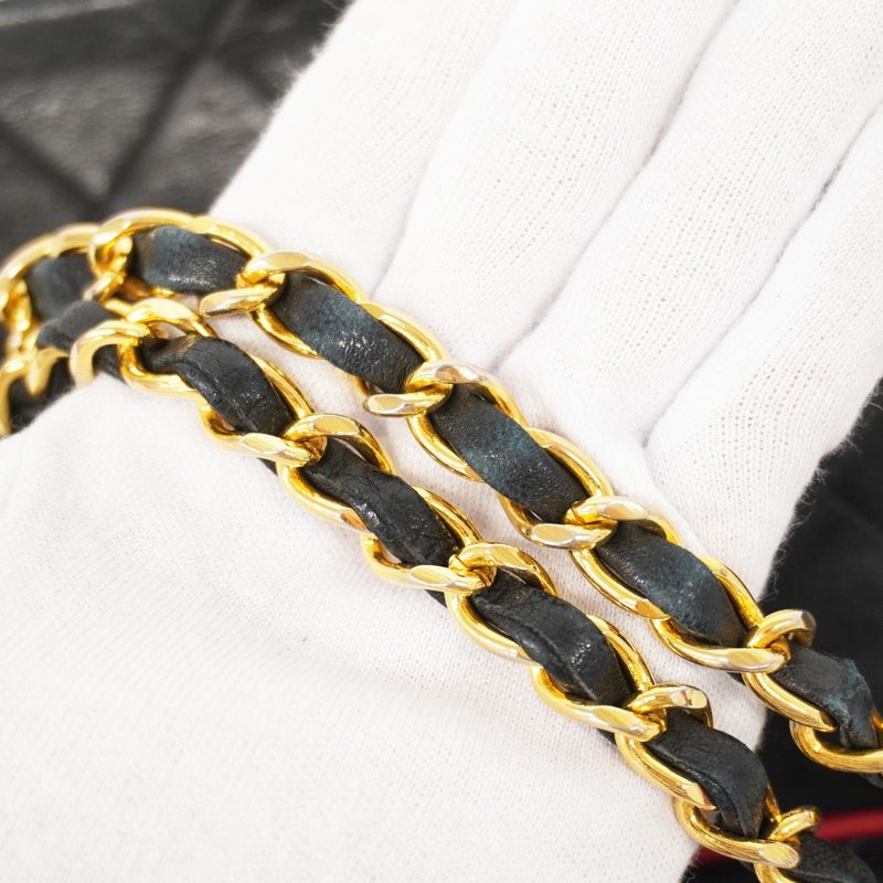 Chanel Shoulder Bag Matelasse Lambskin Black Gold Hardware Women