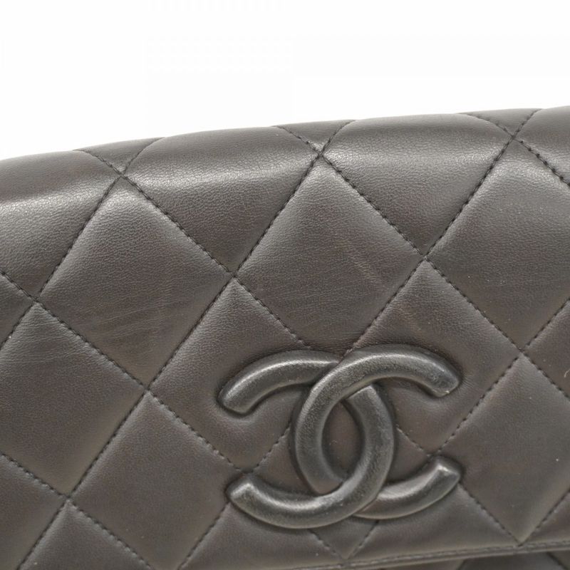 Chanel Shoulder Bag Matelasse Lambskin Black Gold Hardware Women
