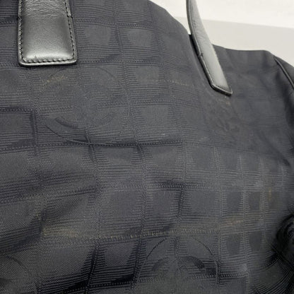Chanel Tote New Travel Nylon Black Cles Deuce