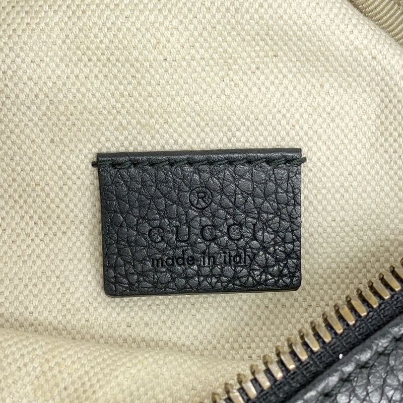 Gucci Waist Bag Sherry Line 527792 Leather Black Gold Hardware Men Women Unisex